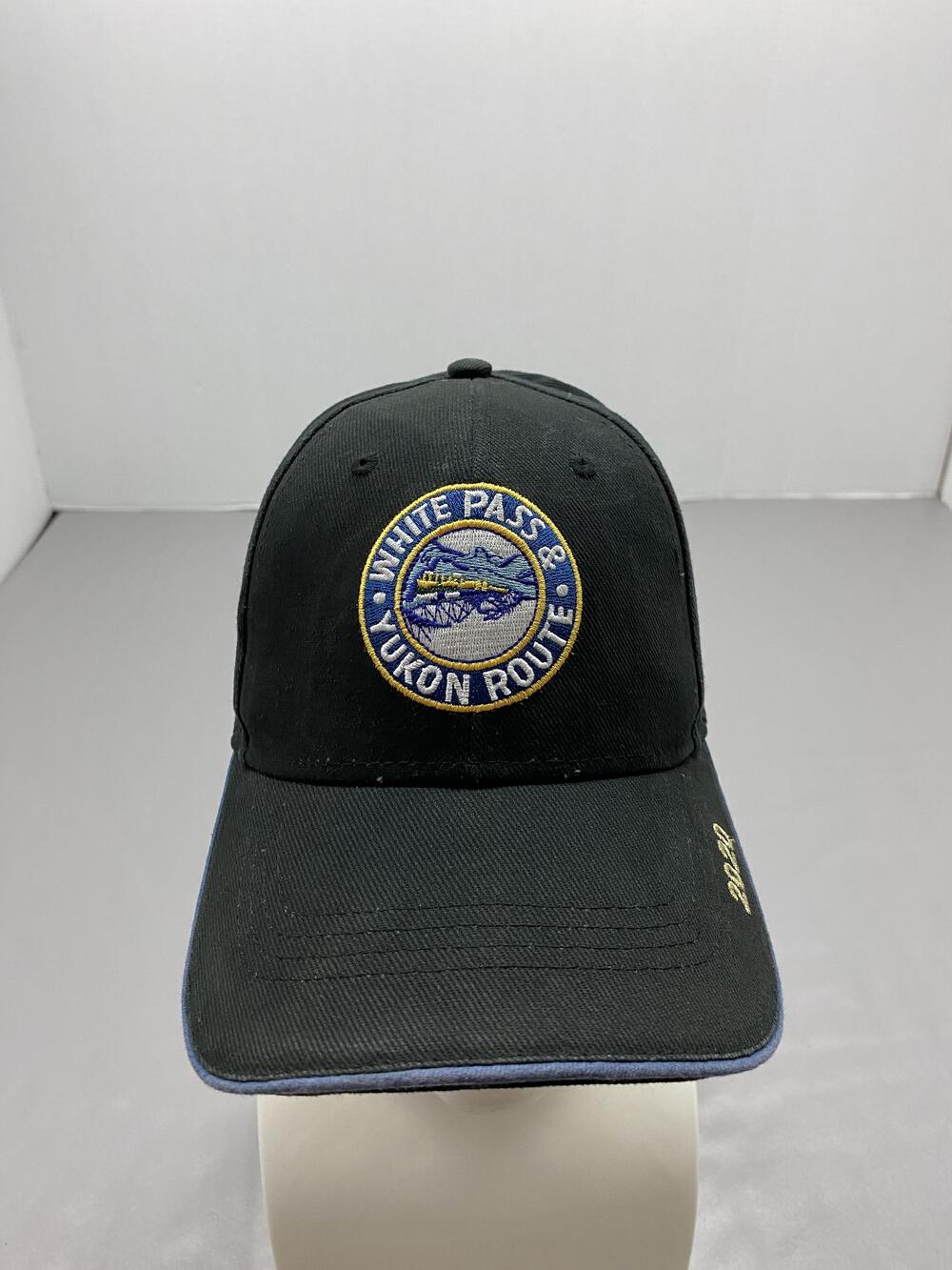 Hat Cap Strap Back One Size Black White Pass Yukon Route Skagway Alaska Mens